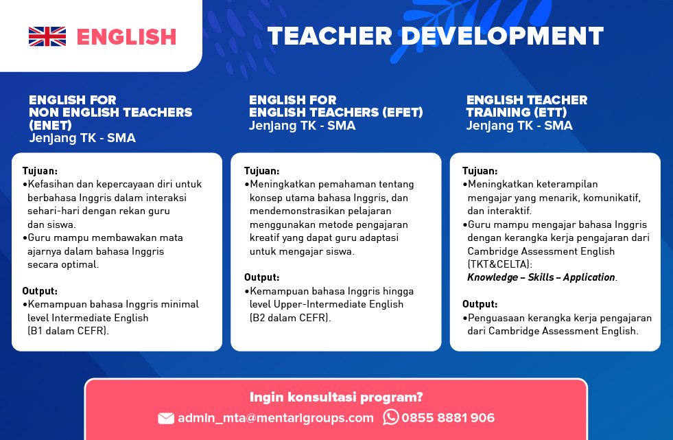 Teacher Development Mentari Teachers Academy - English